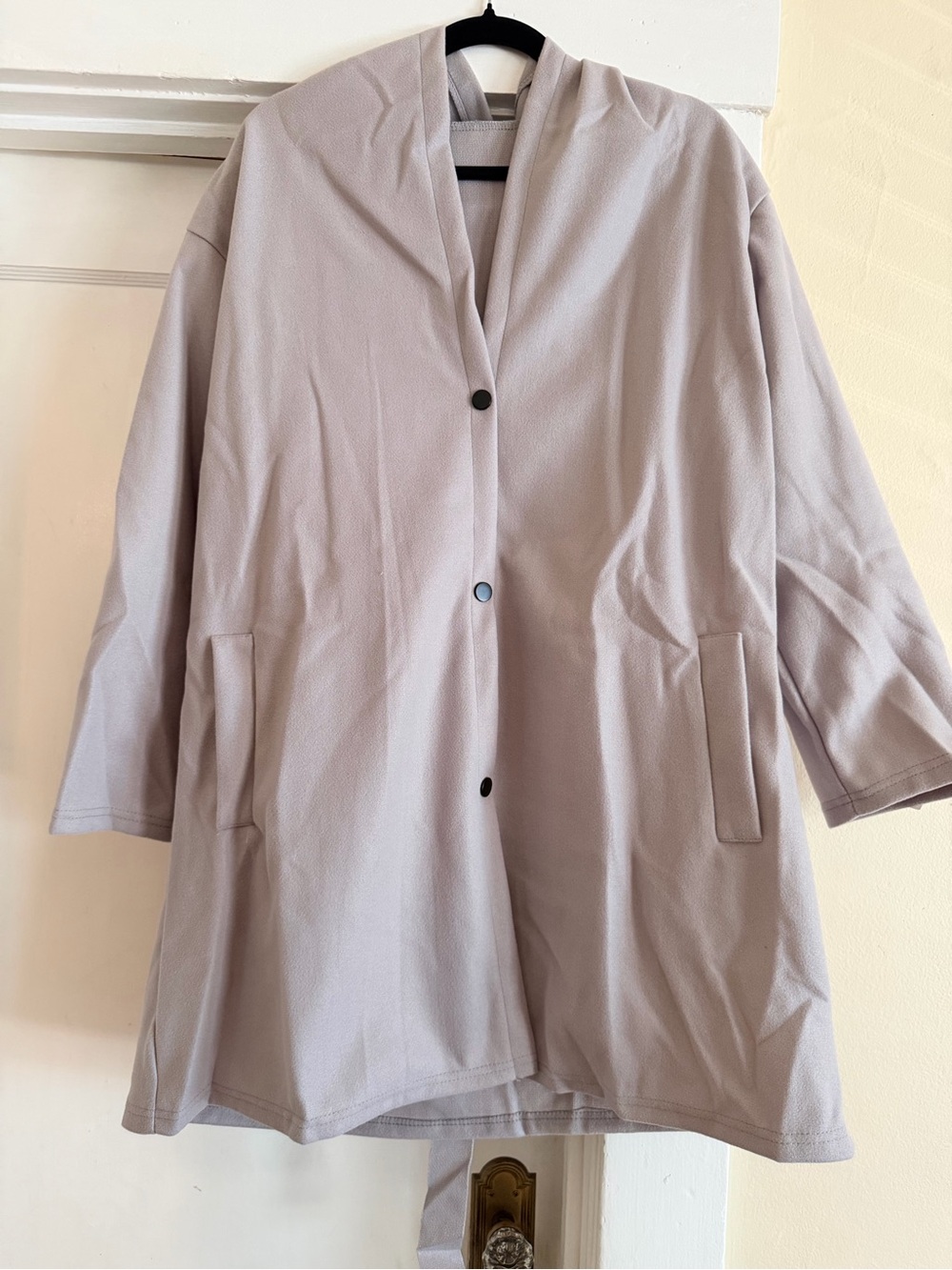 Source Unknown Pale Gray Hooded Trench Coat